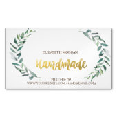 Robuust, Waterverf Olijf Branch, handgemaakt Magnetisch Visitekaartje (Voorkant)