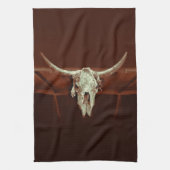 Robuust Western Bull Skull Brown Country Design Theedoek (Verticaal)