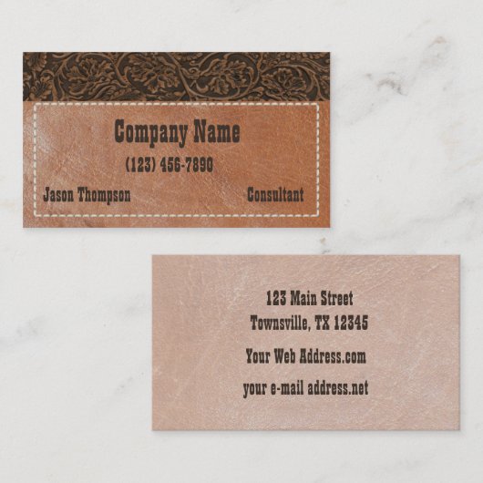 Robuust Western gelooid leder Visitekaartje (Voorkant / Achterkant)