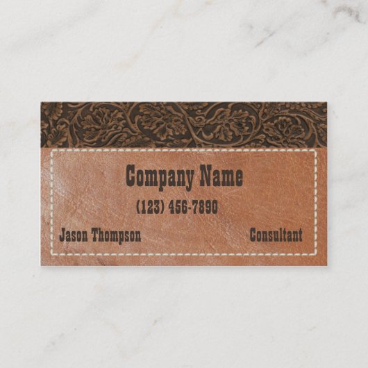 Robuust Western gelooid leder Visitekaartje (Voorkant)