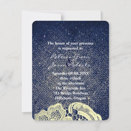 Robuust western land Blauwe denim en bruinkoolbrui Kaart (Achterkant)