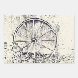 Robuust Western zwart-wit wiel Inpakpapier Vel