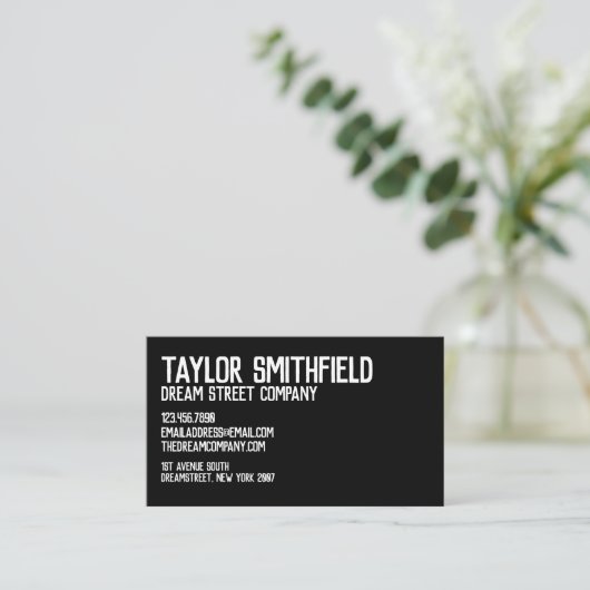 Robuust, wit en zwart, professioneel Visitekaartje (Staand voorkant)