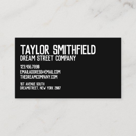 Robuust, wit en zwart, professioneel Visitekaartje (Voorkant)