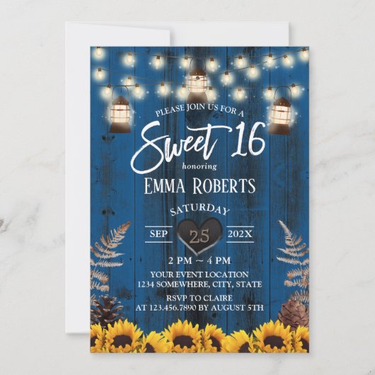 Robuust zonnebloemen en lantaarns Navy Blue Sweet  Kaart (Voorkant)