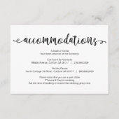 Robuust zwart script, accommodatie, hotels informatiekaartje (Voorkant)