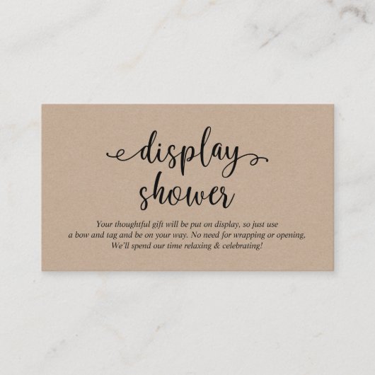 Robuust zwart script, Display Shower Informatiekaartje (Voorkant)