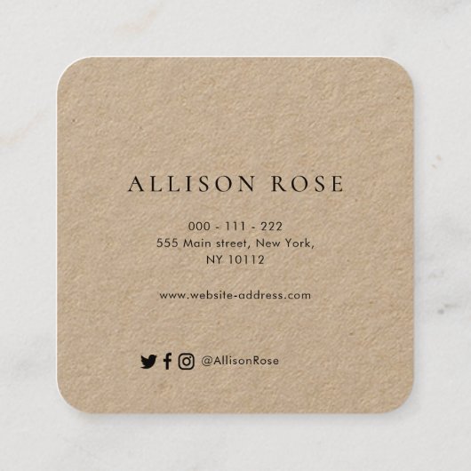 Robuust zwart script visitekaartje (Achterkant)