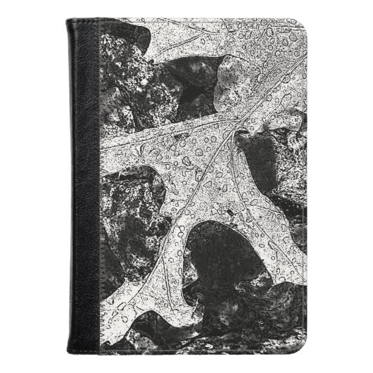 Robuust zwart-wit lederen design kindle case (Voorkant gesloten)