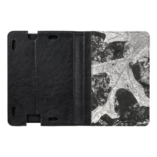 Robuust zwart-wit lederen design kindle case (Buitenkant)