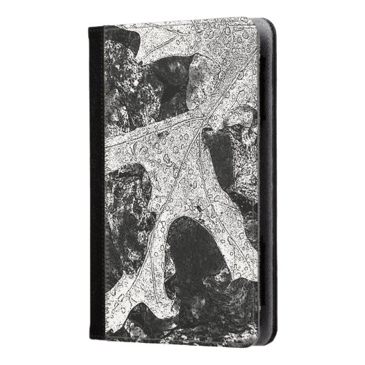 Robuust zwart-wit lederen design kindle case (Voorkant)