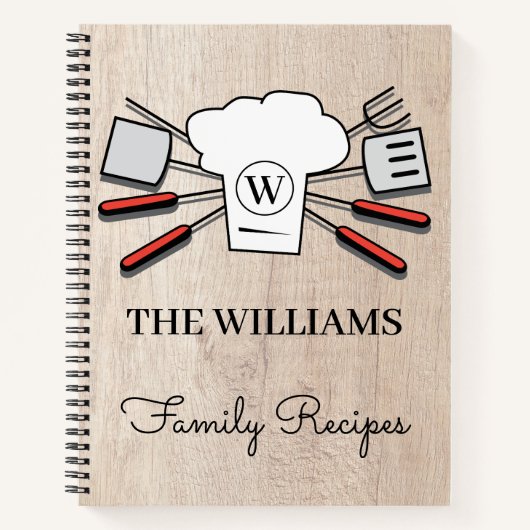 Robuuste aangepaste familienaam & Monogram Cookboo Notitieboek (Voorkant)