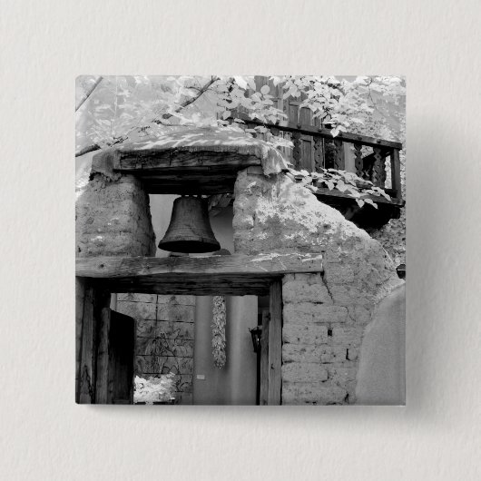 Robuuste adobe bell in entryway, Santa Fe, New Vierkante Button 5,1 Cm (Voorkant)