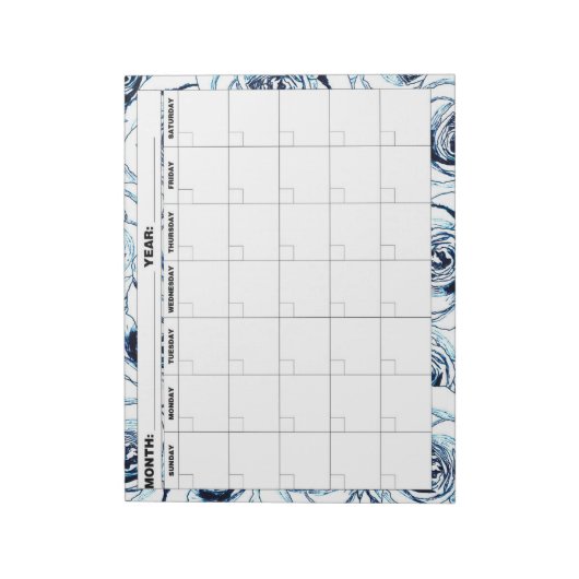 Robuuste blauwe Rozen Blanco kalender Notitieblok (Linkerzijde)
