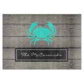 Robuuste Blauwgroen blauwe krab monogram naam Snijplank (Voorkant)