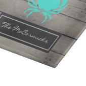 Robuuste Blauwgroen blauwe krab monogram naam Snijplank (Hoek)