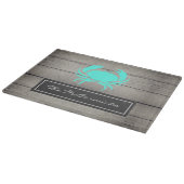 Robuuste Blauwgroen blauwe krab monogram naam Snijplank (Hoek)