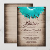 Robuuste Blauwgroen Daisy Bridal Shower-uitnodigin Kaart (Voorkant / Achterkant)