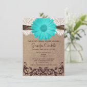 Robuuste Blauwgroen Daisy Bridal Shower-uitnodigin Kaart (Staand voorkant)