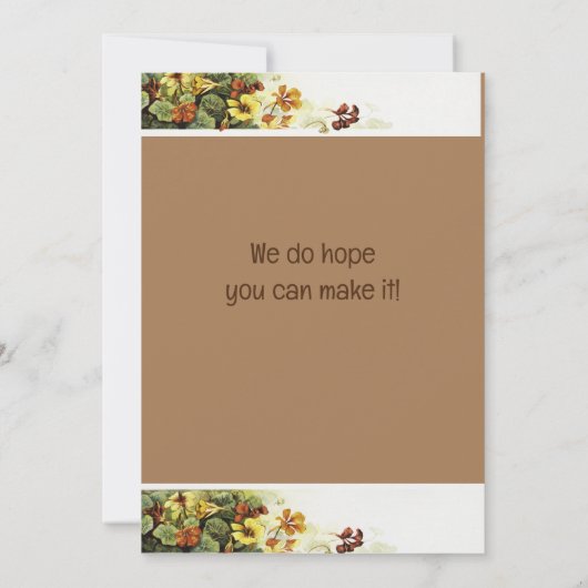 Robuuste bloemen en uitnodiging voor het achtergro (Achterkant)