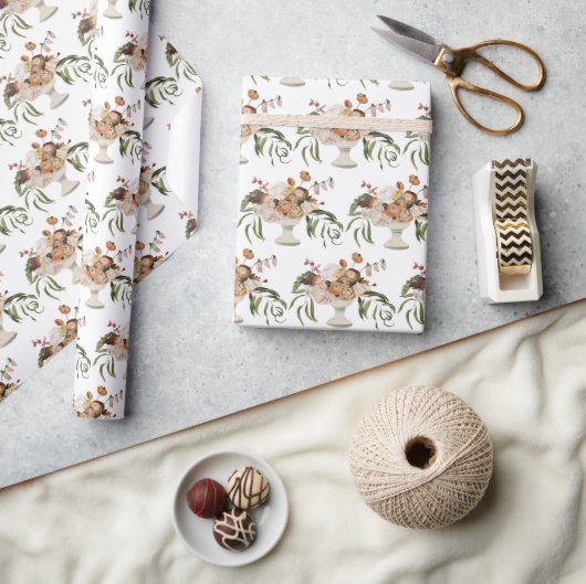 Robuuste bloemen, gebarsten met een vaspatroon cadeaupapier (Crafts)