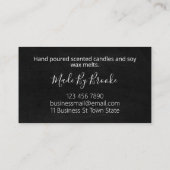 Robuuste bloemen, handgemaakte kaarsen en sojaswol visitekaartje (Achterkant)