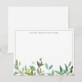 Robuuste botanische groene olievloeistof met dunne notitiekaartje (Voorkant / Achterkant)