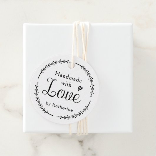 Robuuste botanische, smaakvolle handheld met liefd bedankjes labels (In situ)