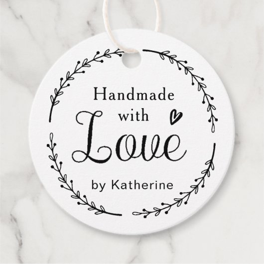 Robuuste botanische, smaakvolle handheld met liefd bedankjes labels (Voorkant)