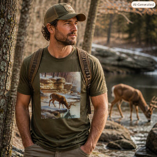 Robuuste Buitenman Hert Bos Bruin T-shirt