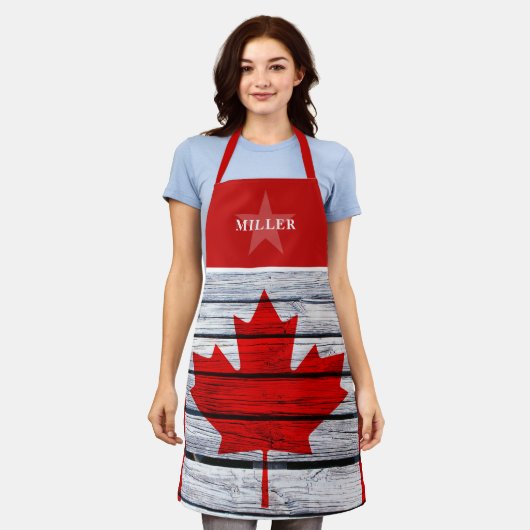 Robuuste Canadese vlag- & Star-naam Schort (Gedragen)