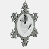 Robuuste coat Collie Pen en inkt door cindy Alvara Tin Sneeuwvlok Ornament (Links)