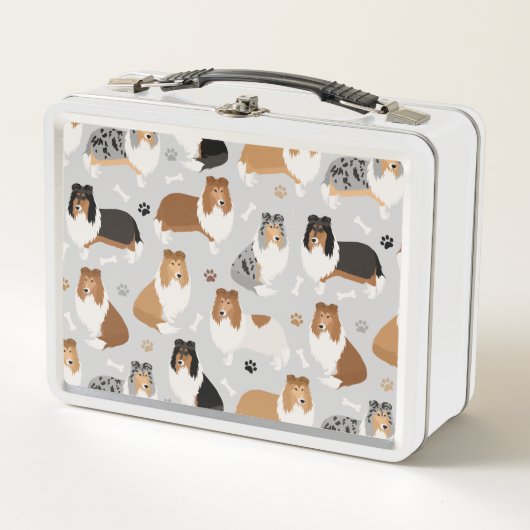 Robuuste collie Paws en Botten Metal Lunch Box (Voorkant)