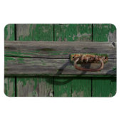 Robuuste deurhandgreep op groene deur magneet (Horizontaal)