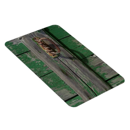 Robuuste deurhandgreep op groene deur magneet (Rechterzijde)