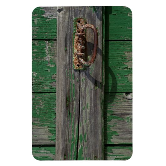 Robuuste deurhandgreep op groene deur magneet (Verticaal)