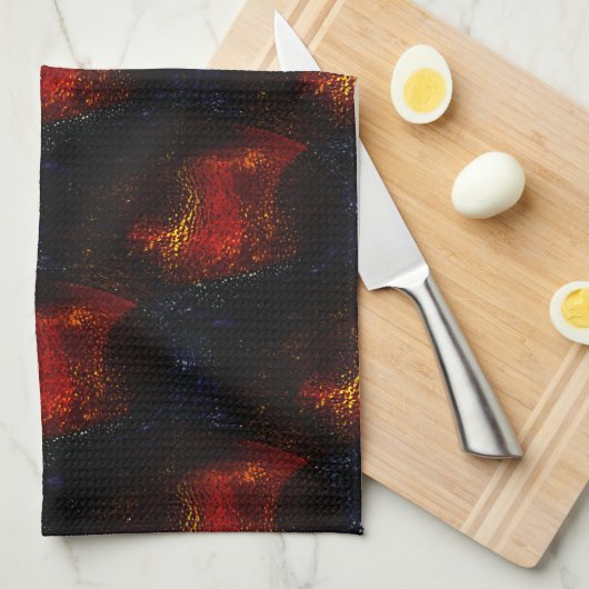 Robuuste digitale rode textuur met donkerste curve theedoek (Quarter Fold)