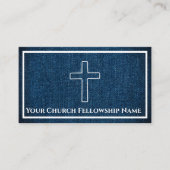 Robuuste donkerblauwe Denim Cross Outline Church P Visitekaartje (Voorkant)