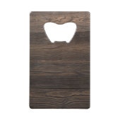 Robuuste, donkerbruine HOUT KIJKtextuur Creditkaart Flessenopener (Voorkant)