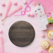 Robuuste, donkerbruine HOUT KIJKtextuur Papieren Bordje (Feest)