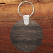 Robuuste, donkerbruine HOUT KIJKtextuur Sleutelhanger (Voorkant)