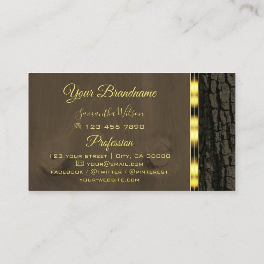 Robuuste donkerbruine Initialen met gouden rand Visitekaartje (Achterkant)