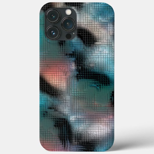 Robuuste donkercyaankleuringen in vierkant mozaïek Case-Mate iPhone case (Achterkant)