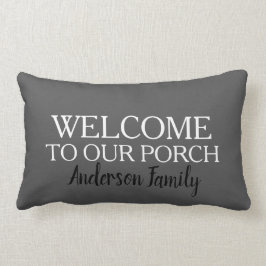 Robuuste donkergrijs Welkom bij de naam van de fam Kussen