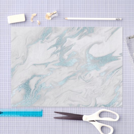 Robuuste eideblauw en wit gemarmerd weefselpapier tissuepapier (Craft)