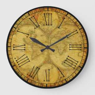 Robuuste en mooie  oude Wereldkaarten Grote Klok