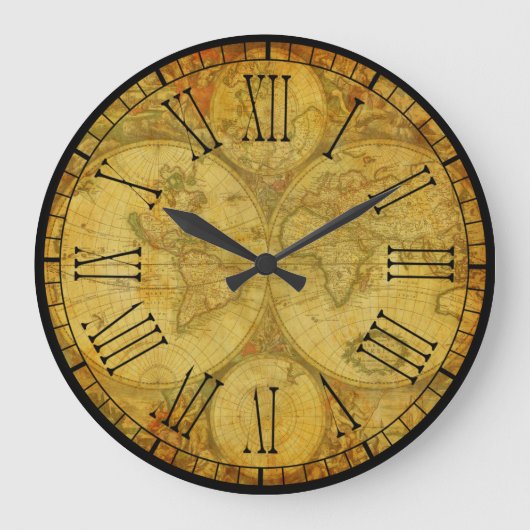Robuuste en mooie  oude Wereldkaarten Grote Klok (Voorkant)