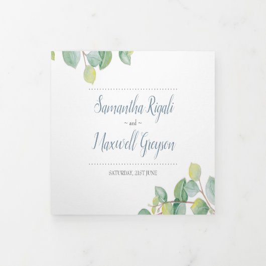 Robuuste eucalyptus in één bruiloft drieluik uitnodiging (Cover)