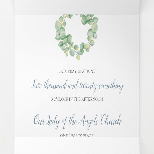 Robuuste eucalyptus in één bruiloft drieluik uitnodiging (Binnenkant midden)