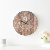 Robuuste familienaam Monogram Brown Wood Grote Klok (Huis)